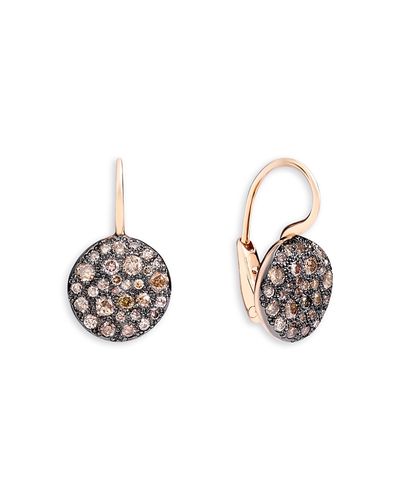 Pomellato Pomellato 18K Rose Gold Sabbia Brown Diamond Round Cluster Drop Earrings, 0.8 tcw