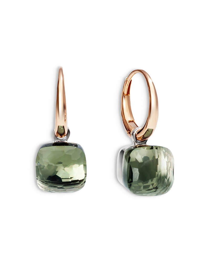 Pomellato Pomellato 18K White & Rose Gold Nude Prasiolite Dangle Hoop Earrings