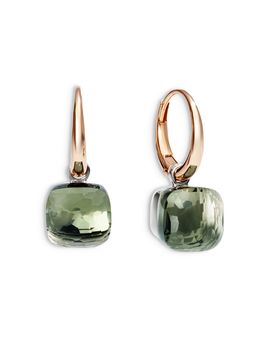 Pomellato Pomellato 18K White & Rose Gold Nude Prasiolite Dangle Hoop Earrings