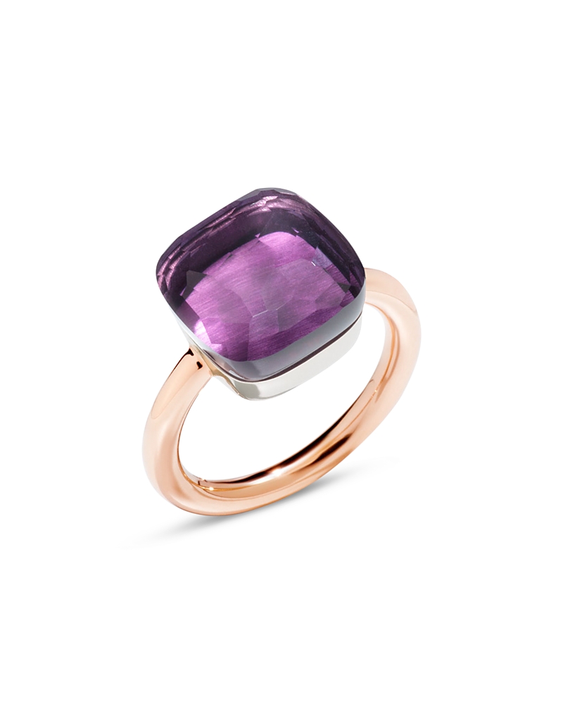 Pomellato Pomellato 18K White & Rose Gold Nudo Amethyst Cushion Cut Solitaire Ring