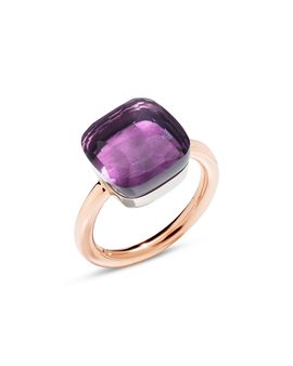 Pomellato Pomellato 18K White & Rose Gold Nudo Amethyst Cushion Cut Solitaire Ring
