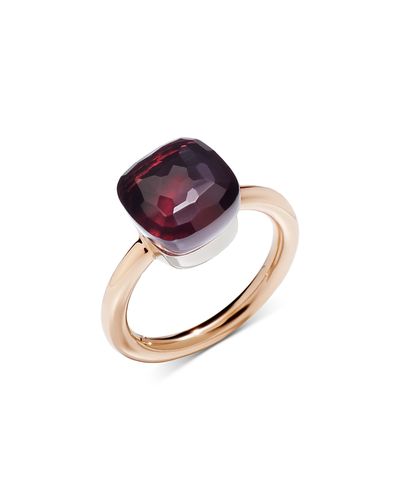 Pomellato Pomellato 18K White & Rose Gold Nudo Garnet Cushion Cut Solitaire Ring