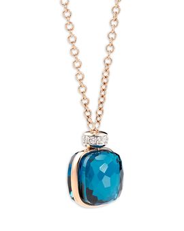 Pomellato Pomellato 18K White & Rose Gold Nudo London Blue Topaz & Diamond Pendant Necklace, 16.5