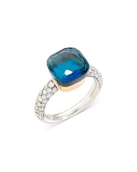 Pomellato Pomellato 18K White & Rose Gold Nudo London Blue Topaz & Turquoise Doublet & Diamond Ring