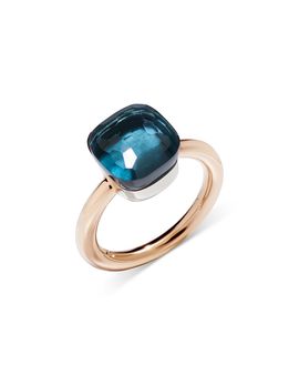 Pomellato Pomellato 18K White & Rose Gold Nudo London Blue Topaz Statement Ring