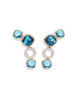 Pomellato Pomellato 18K White & Rose Gold Nudo Multi Gemstone & Diamond Bezel Drop Earrings