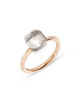 Pomellato Pomellato 18K White & Rose Gold Nudo White Topaz Cushion Petite Solitaire Ring