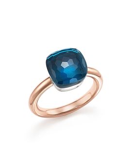 Pomellato Pomellato Nudo Classic Ring with London Blue Topaz in 18K Rose Gold and White Gold