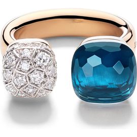 Pomellato Pomellato Nudo Diamond & Blue Topaz Toi Et Moi Ring
