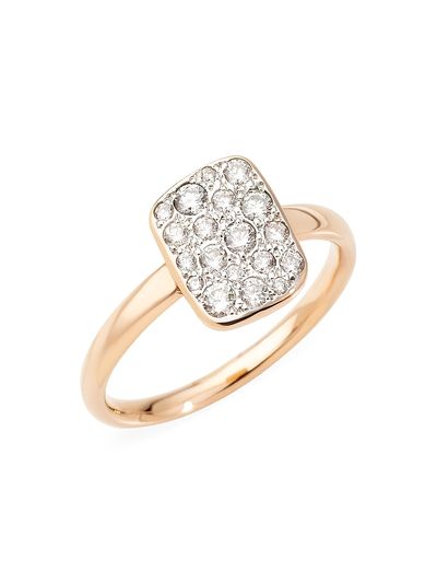 Pomellato Women's Sabbia 18K Rose Gold & Diamond Rectangular Ring