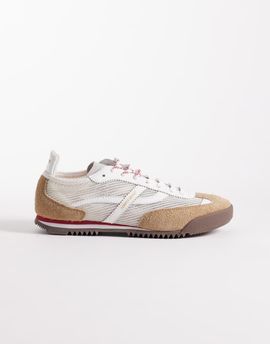Pompeii UK Pompeii kite mesh detailing sneakers in white and camel-Multi