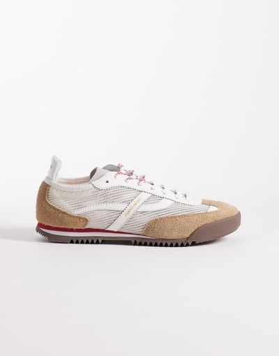 Pompeii UK Pompeii kite mesh detailing sneakers in white and camel-Multi