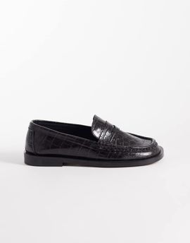 Pompeii UK Pompeii vega form loafers in dark brown croc embossed-Black
