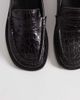 Pompeii UK Pompeii vega form loafers in dark brown croc embossed-Black - 2