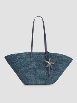 Poolside Women's Summer 2026 The East West Charm Straw Tote Bag