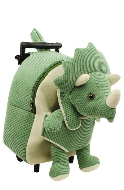 Popatu Popatu Kids' Dino Trolley Rolling Backpack with Removable Stuffed Animal