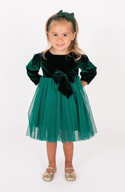 Popatu Popatu Kids' Long Sleeve Velvet & Tulle Party Dress