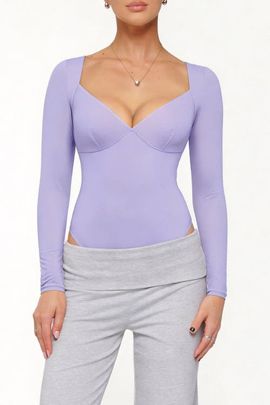 Popilush Popilush Cloudsense Shapewear Long Sleeve Tummy Control V Neck Bodysuit