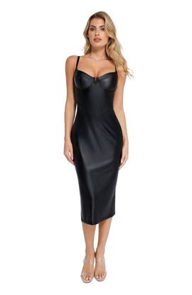 Popilush Popilush Shapewear Faux Leather Hourglass Corset Midi Dress