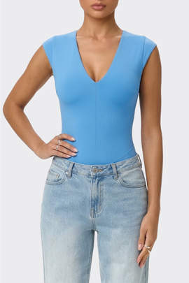 Popilush Popilush Shapewear V-Neck Cap Sleeve Tummy Control Bodysuit