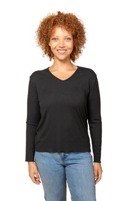 POPLINEN POPLINEN Plus Hedy Ribbed Modal V-neck Long Sleeve Tee