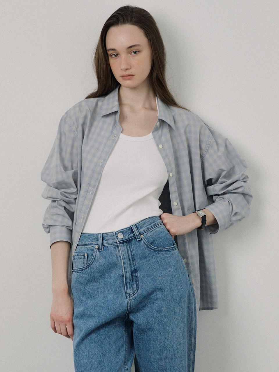 PORETTO Evonne Check Shirt [Vintage Blue]
