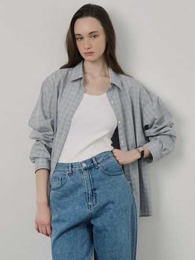 PORETTO Evonne Check Shirt [Vintage Blue]