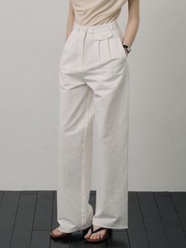 PORETTO Officer Summer Pintuck Pants [WHITE]