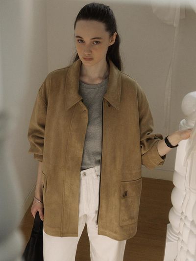 PORETTO Tessa Suede Blazer [Beige]