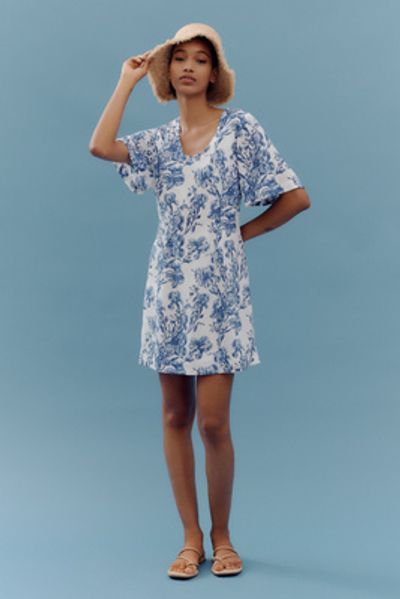 porridge short sleeve denim swing mini dress Denim Short Sleeve Swing Mini Dress
