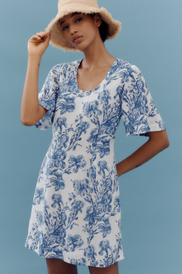 linen denim dress Trench linen dress LISBON in Cobalt blue main image 1