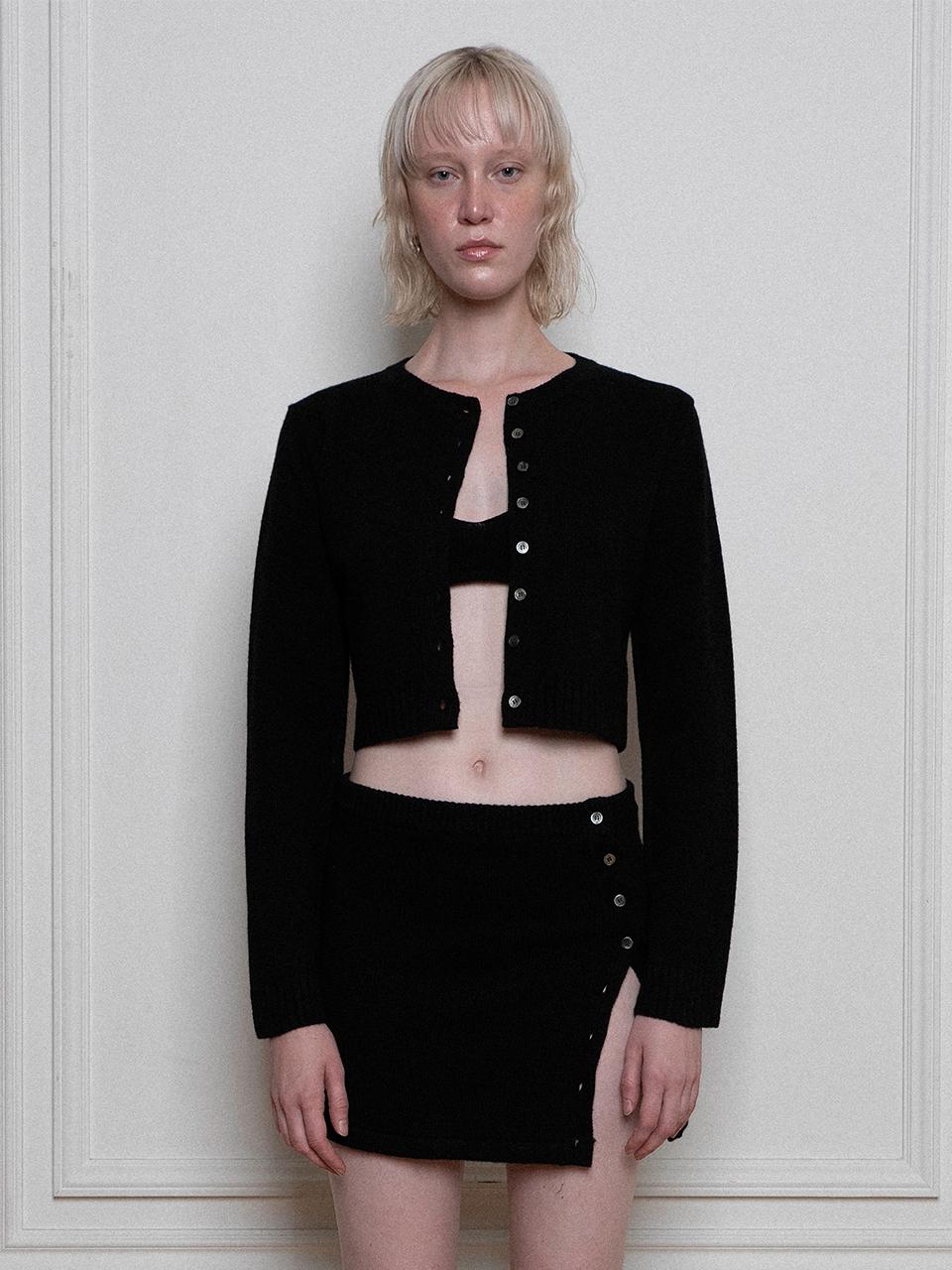 Porta BASIC BUTTON KINT CARDIGAN, BLACK