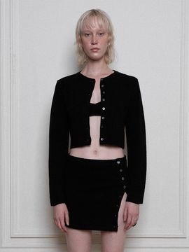 Porta BASIC BUTTON KINT CARDIGAN, BLACK