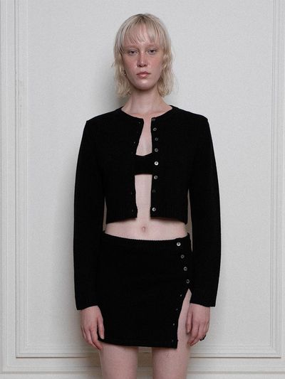 Porta BASIC BUTTON KINT CARDIGAN, BLACK