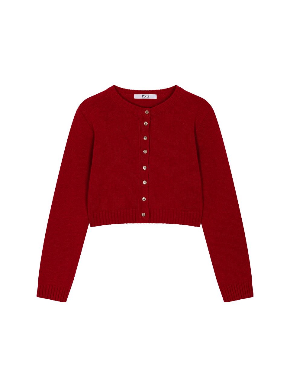 Porta BASIC BUTTON KINT CARDIGAN, RED