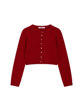 Porta BASIC BUTTON KINT CARDIGAN, RED
