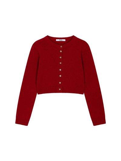 Porta BASIC BUTTON KINT CARDIGAN, RED
