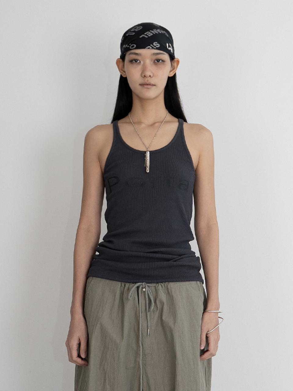 Porta BIG LOGO SLIM SLEEVELESS DRESS, CHACOAL