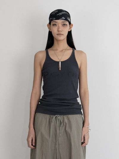 Porta BIG LOGO SLIM SLEEVELESS DRESS, CHACOAL