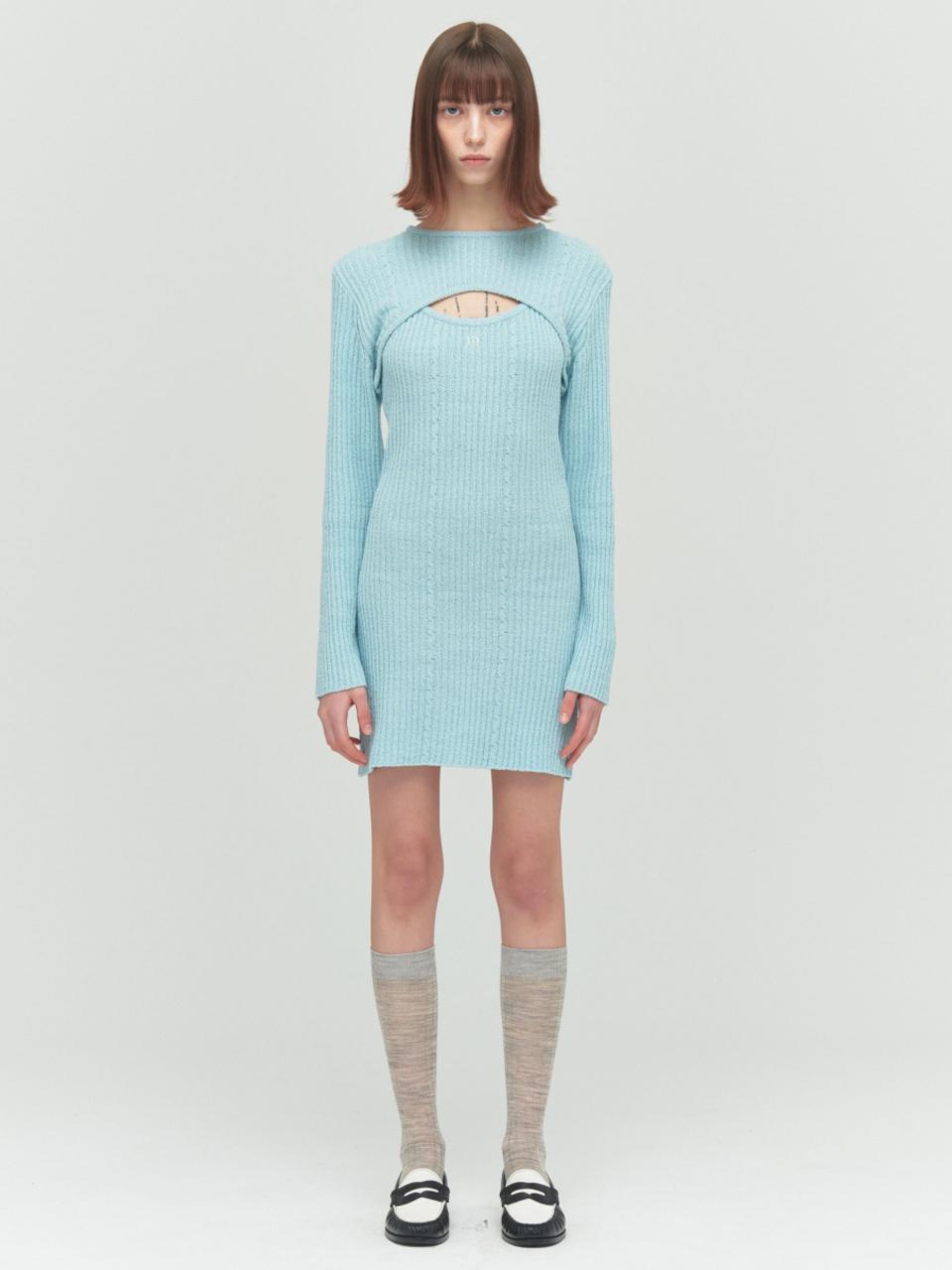 Porta BOUCLE KNIT DRESS, SKY BLUE