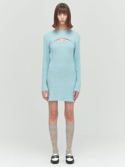 Porta BOUCLE KNIT DRESS, SKY BLUE