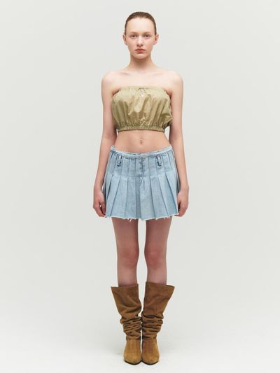 Porta CORN DENIM PLEATS SKIRT, LIGHT BLUE