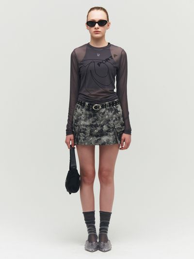 Porta Dying Washed Cargo Skirt_Gray