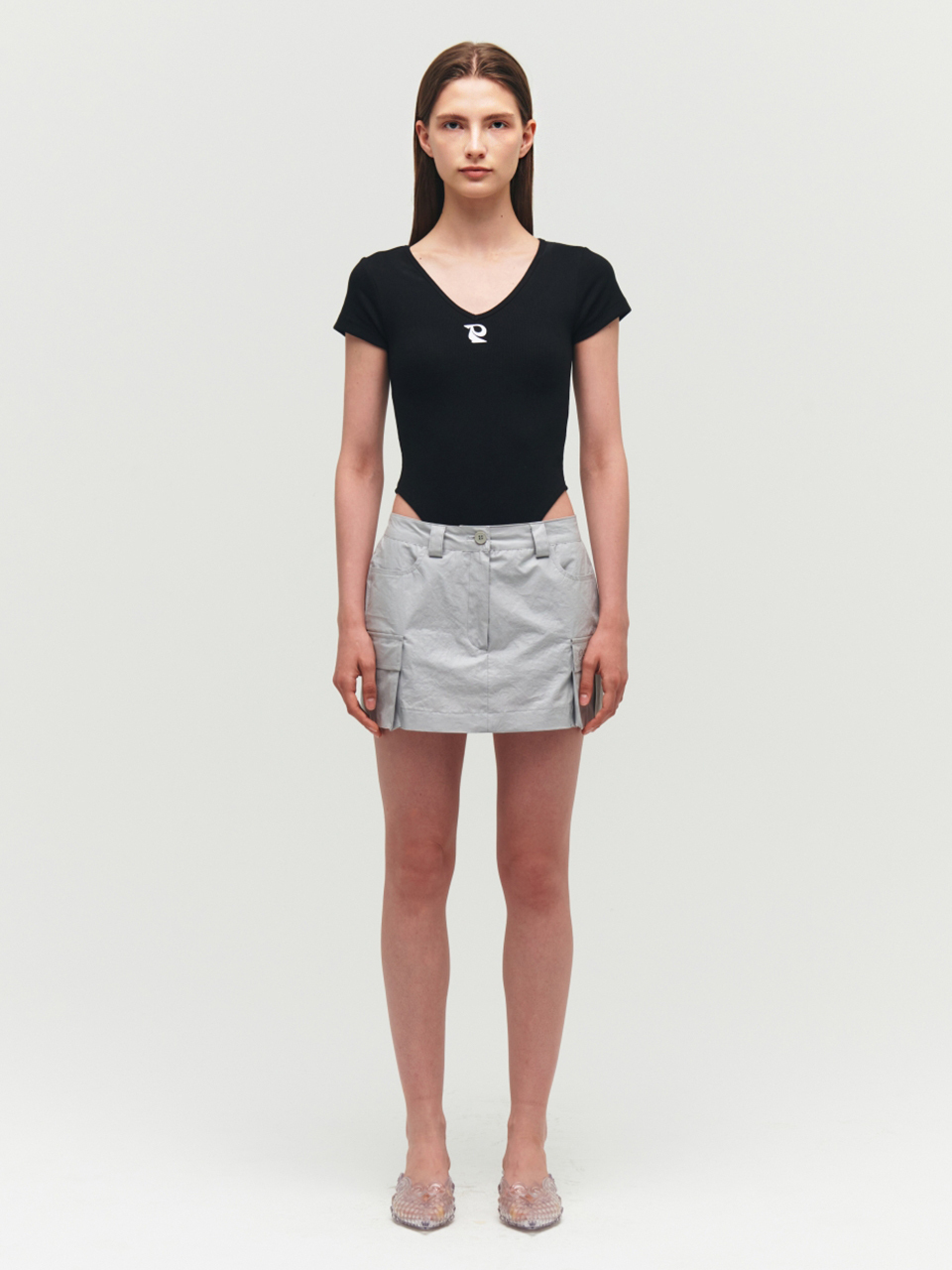 Porta Matt Pearl Cargo Skirt_Gray