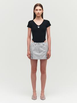 Porta Matt Pearl Cargo Skirt_Gray