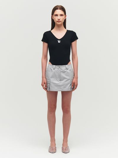 Porta Matt Pearl Cargo Skirt_Gray