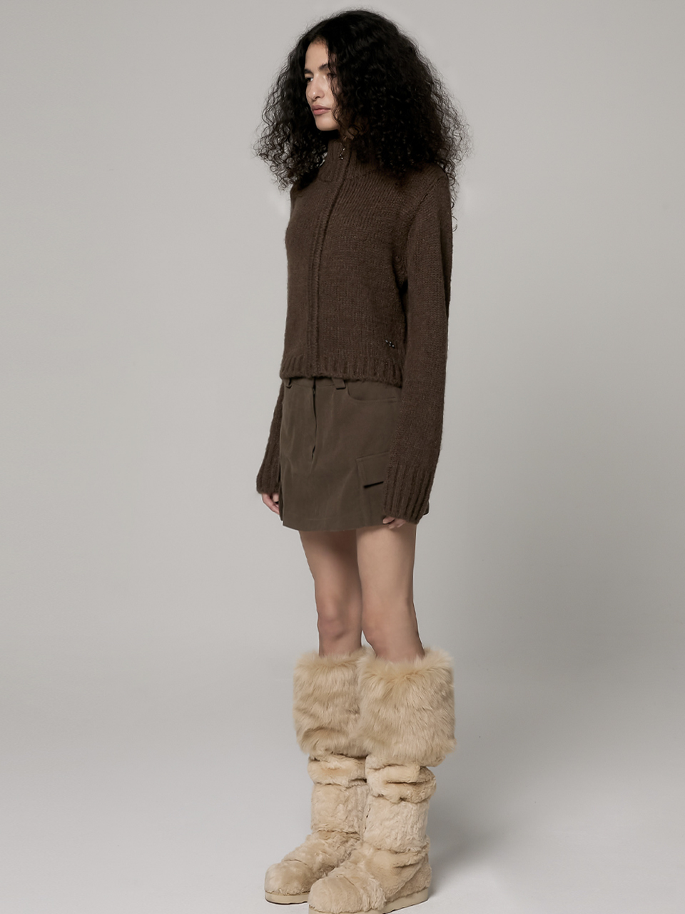 Porta Peached Cotton Cargo Skirt _ Brown
