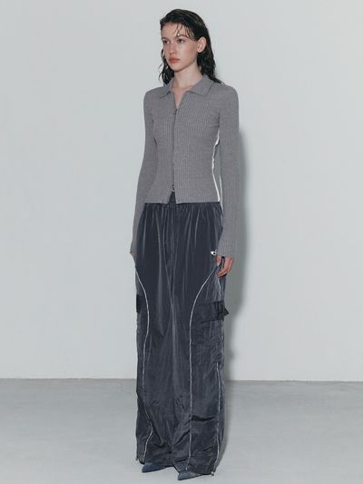 Porta Piping Cargo Track Pants_Dark Gray