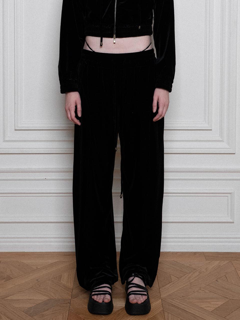 Porta PORTA VELVET JOGGER PANTS, BLACK