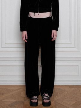 Porta PORTA VELVET JOGGER PANTS, BLACK
